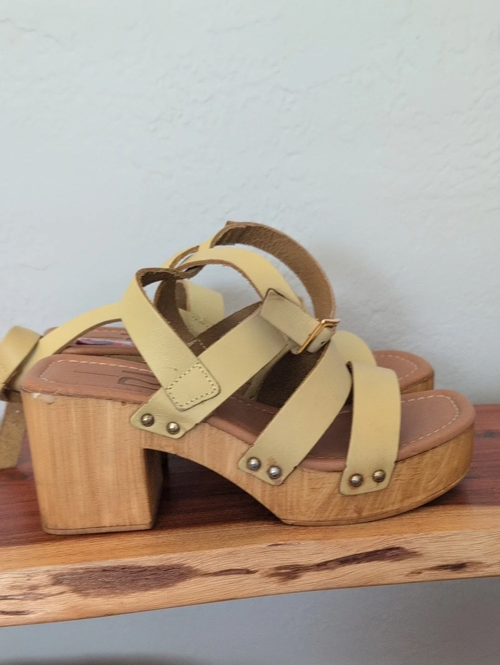 River Island Yellow Strappy Platform Sandals Clogs Size 37